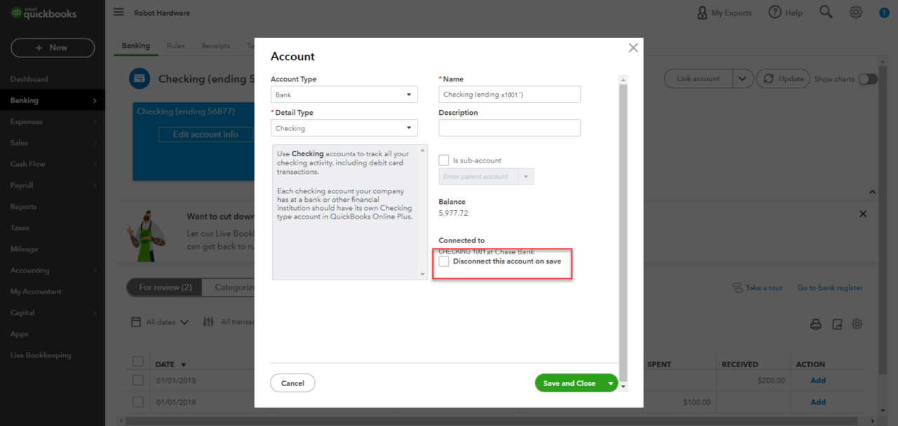 Disconnect Account Config Bank-transactions (1) Disconnect Account Config Bank transactions 1