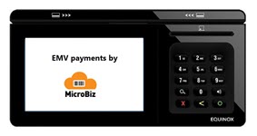 Integrated Payments | Payment Processing | MicroBiz Cloud POS 7 EMV terminal with logo 150x 1