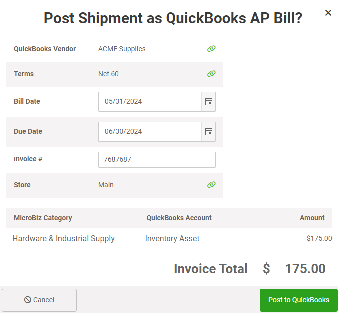 QuickBooks POS Integration MicroBiz Vendor Shipment big